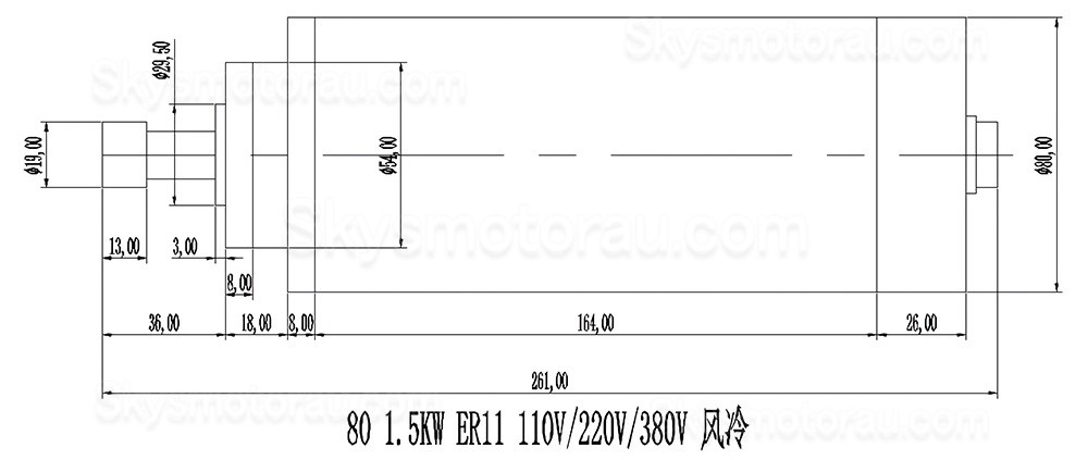 1.5KW VFD Spindle Kit OSP001696 Indc. Air Cooled Spindle Motor + Variable Frequency Drive + 13Pcs ER11 Collet